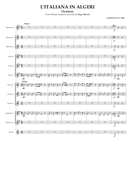 Overture from "L'Italiana in Algeri" for Saxophone Ensemble (arr. Diego Marani)