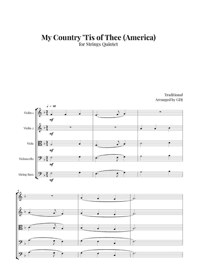 My Country 'Tis of Thee (America) (arr. GDJ)