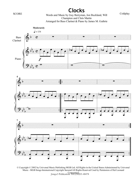Clocks (arr. James M. Guthrie, ASCAP)