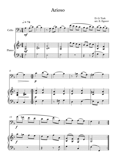 Arioso, Daniel Gottlob Turk, For Cello & Piano (arr. Eugene Egorov)