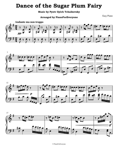 Dance of the Sugar Plum Fairy - Tchaikovsky (Easy Piano) (arr. PianoForEveryone)
