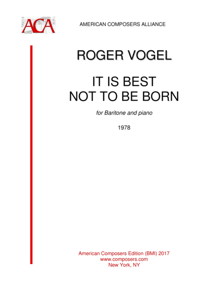 [Vogel] It Is Best Not To Be Born