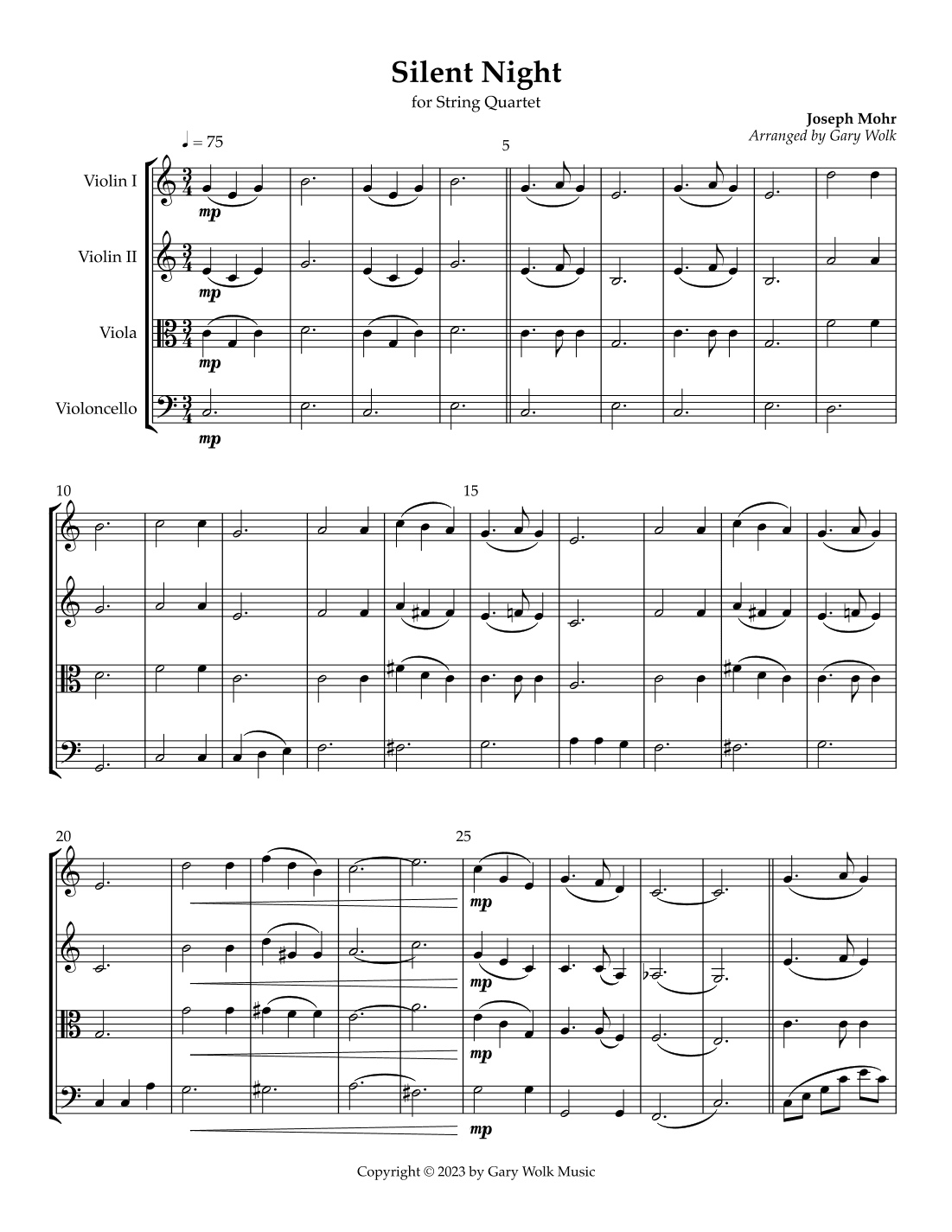 Silent Night (arr. Gary Wolk)