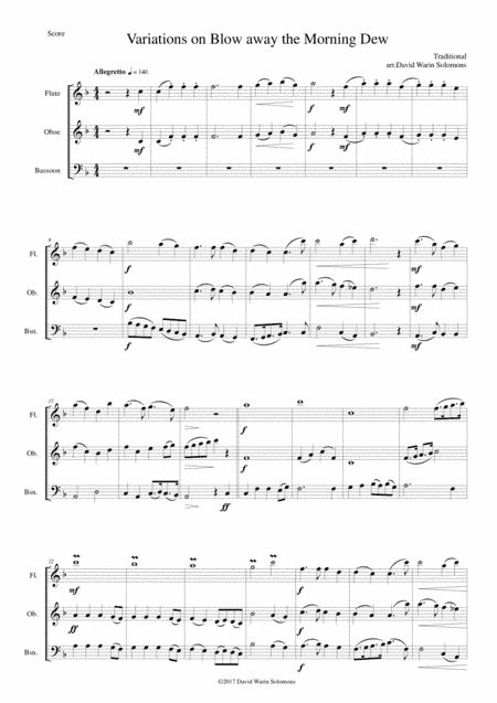 Variations on Blow away the morning dew for wind trio (flute, oboe, bassoon) (arr. David Warin Solomons)