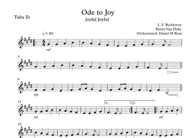 Ode to Joy - Joyful Joyful - Easy Eb Tuba/Bass (arr. Daniel H Rosa)