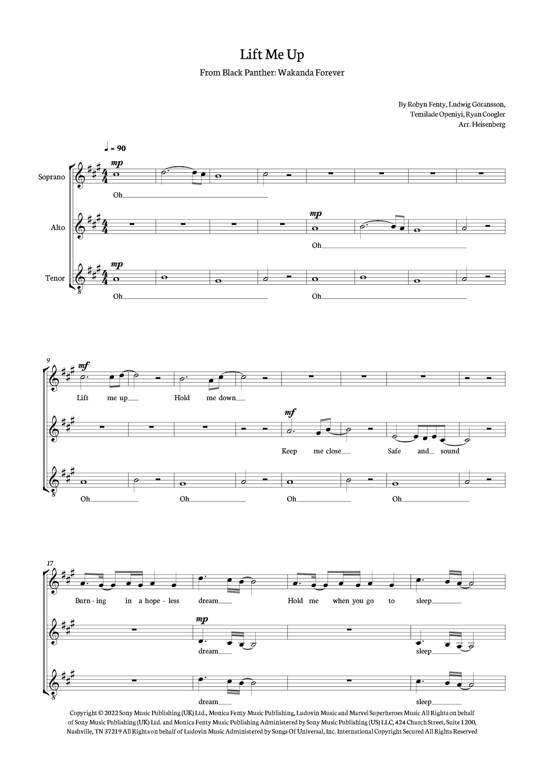 Lift Me Up (arr. Heisenberg)