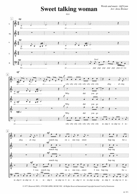 Sweet Talkin' Woman (arr. Jetse Bremer)