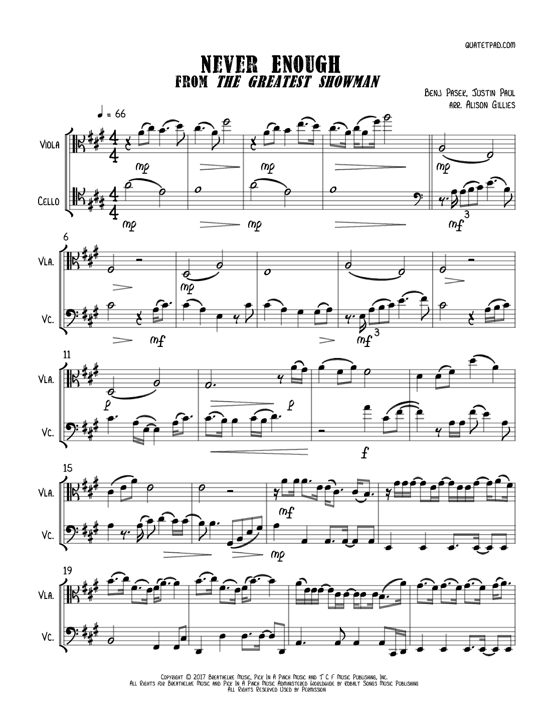 Never Enough (arr. Alison Gillies)
