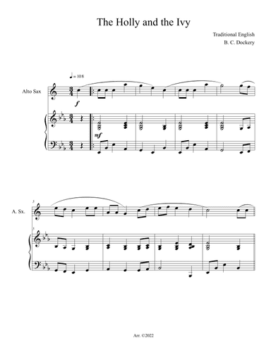 The Holly and the Ivy (Alto Sax Solo with Piano Accompaniment) (arr. B. C. Dockery)