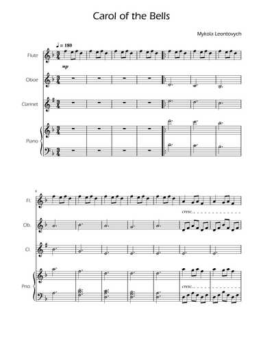 Carol of the Bells - Woodwind Trio w/ Piano (arr. Ygor Nunes)