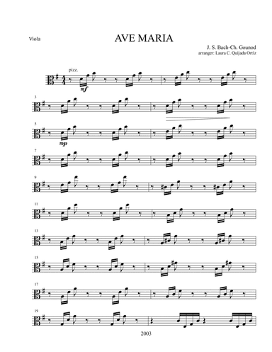 Ave Maria, for string quartet, PARTS ONLY. (arr. Laura C. Quijada Ortíz)