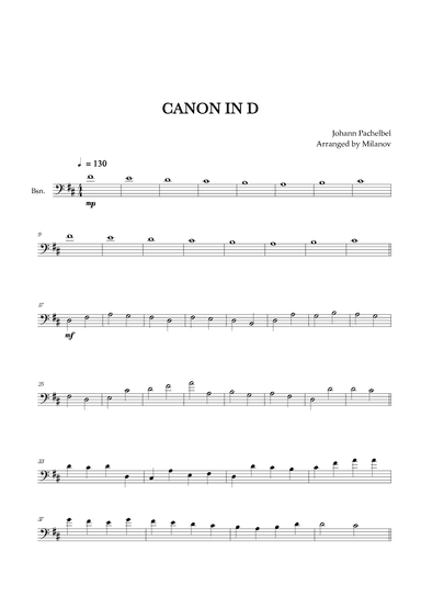 Canon in D | Pachelbel | Bassoon (arr. Milanov)