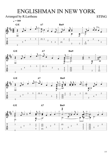 Englishman In New York (arr. Roger Lartheau)