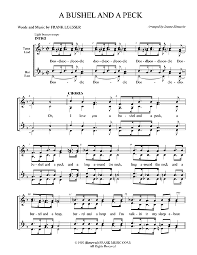 A Bushel And A Peck (arr. Jeanne Elmuccio)