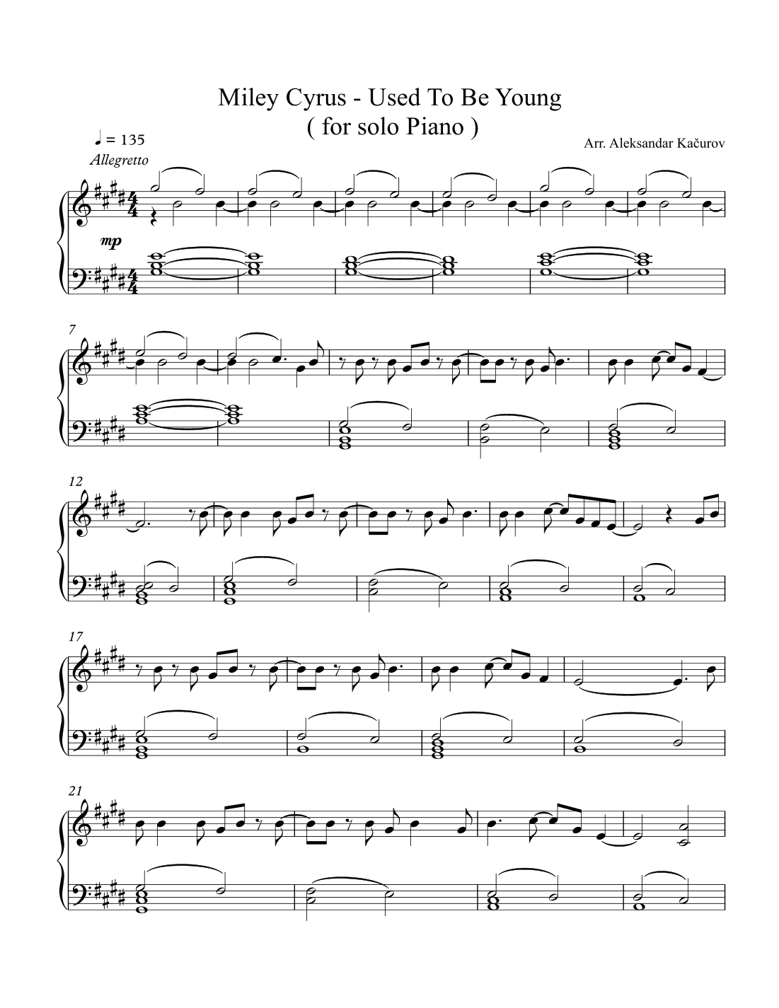 Used To Be Young (arr. Aleksandar Kačurov)