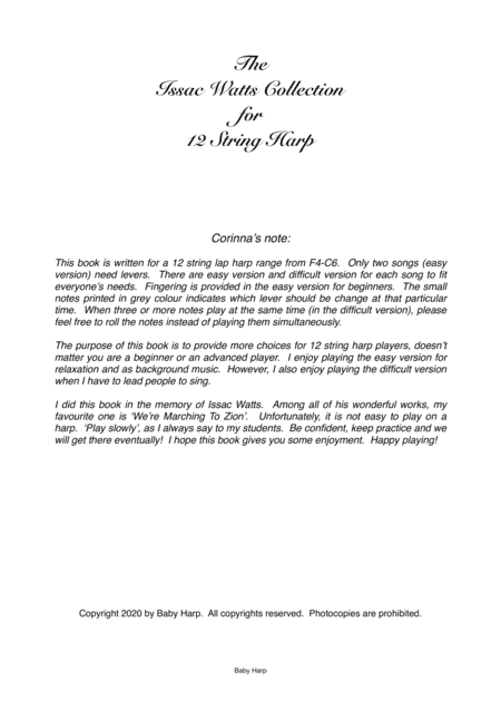 The Issac Watts Collection for 12 String Harp (arr. Corinna Wong)