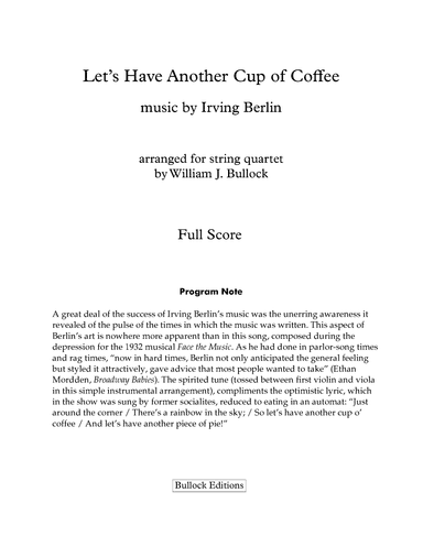 Let's Have Another Cup Of Coffee (arr. William J. Bullock)