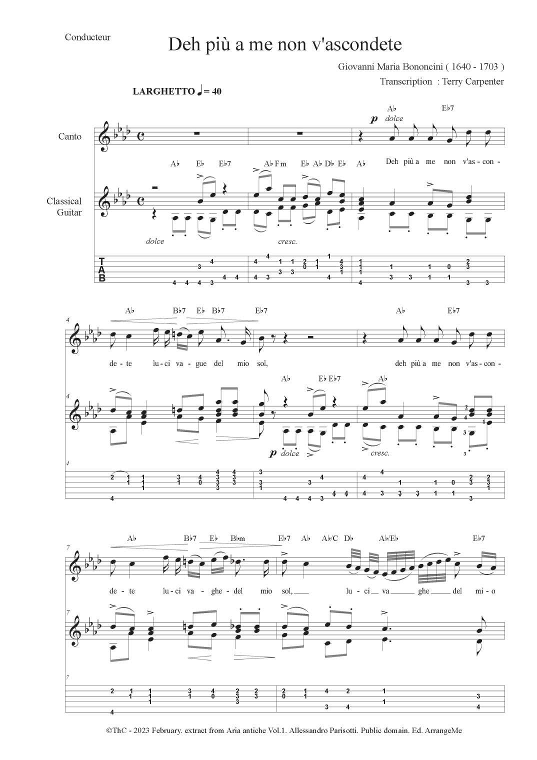 Deh più a me non v'ascondete ( extract  from Aria Antiche, Vol. 1 ) (arr. Terry Carpenter)