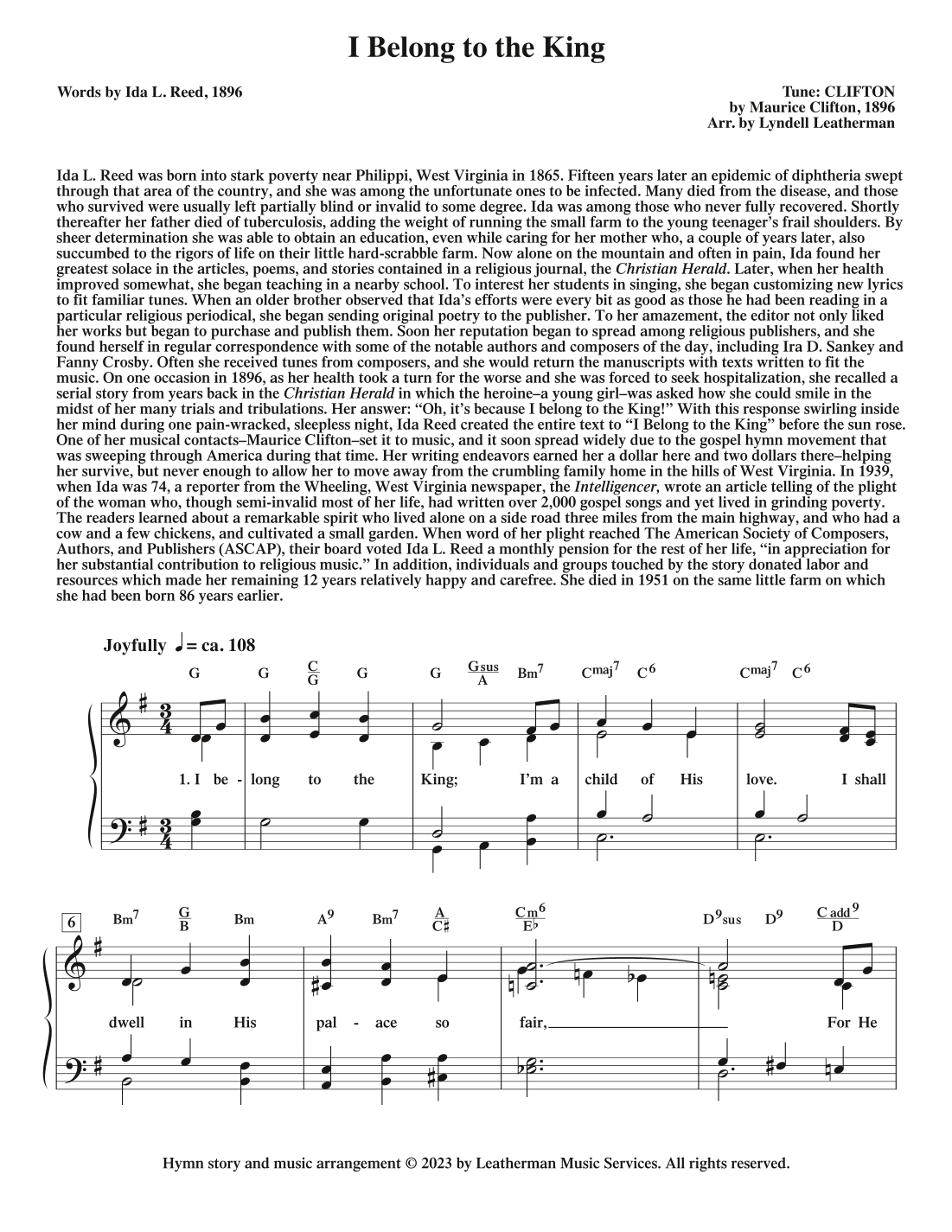 I Belong to the King (arr. Lyndell Leatherman)