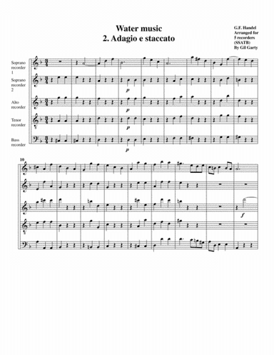 Adagio from Water music (arrangement for 5 recorders) (arr. Gil Garty)