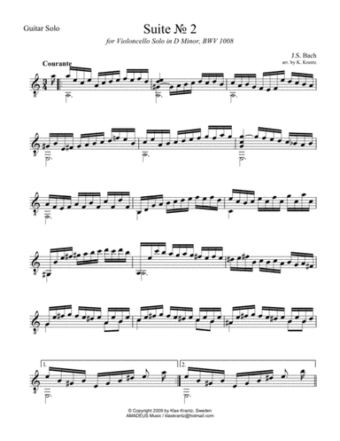Courante (iii) form Suite 2 BWV 1008 for guitar solo (arr. K. Krantz)