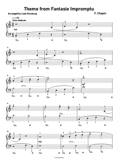 Fantasie Impromptu op. 66 by  Frédéric Chopin (Easy version in C Major) (arr. Leah Ginzburg)