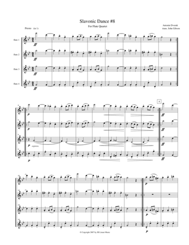 Dvorak Slavonic Dance #8 for Flute Quartet (arr. John Gibson)