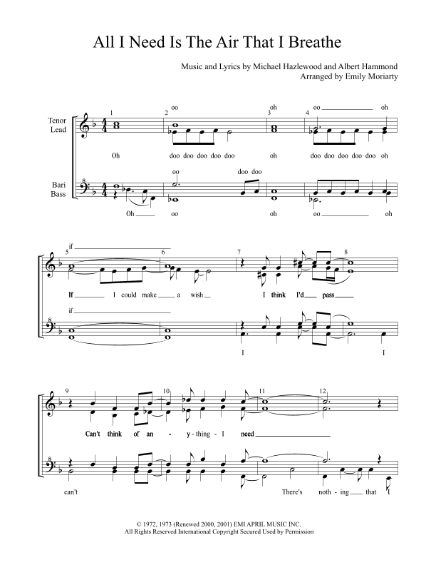 The Air That I Breathe (arr. Emily Maree Moriarty)