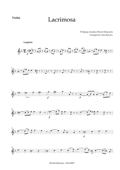 Lacrimosa - Violin no chords (Mozart) (arr. Cadu Barcelos)
