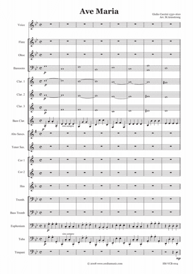 Ave Maria (G. Caccini) for solo voice and concert band (arr. Mark Armstrong)
