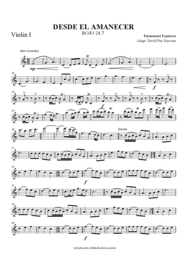 Rojo 24.7 Desde el amanecer VIOLIN (intro & melodía) (arr. David Puc Narváez)