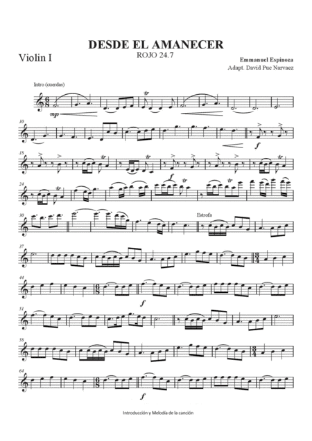 Rojo 24.7 Desde el amanecer VIOLIN (intro & melodía) (arr. David Puc Narváez)