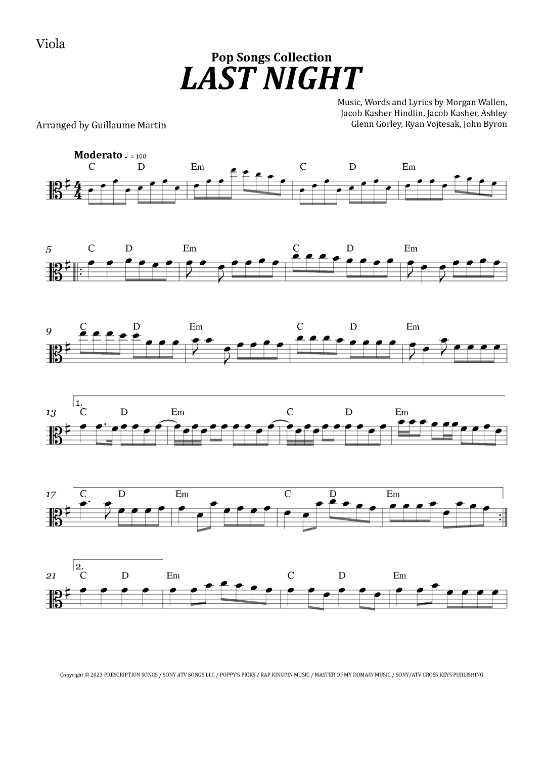 Last Night (arr. Guillaume Martin)