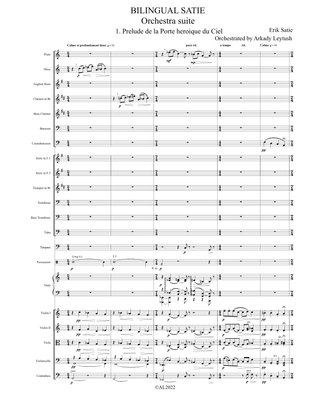 Satie - "Bilingual Satie", Orchestra suite complete and orchestrated by Arkady Leytush