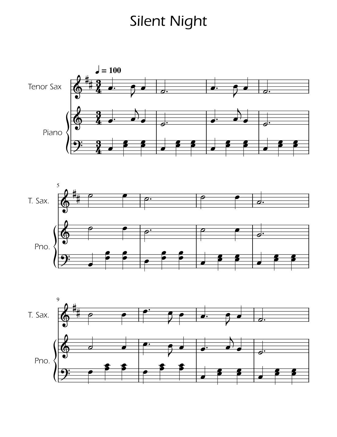 Silent Night - Tenor Sax w/ Piano (arr. Ygor Nunes)