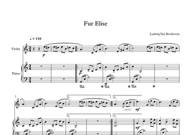 Fur Elise - Ludwig Van Beethoven (Violin + Piano) (arr. Digital Book Music)