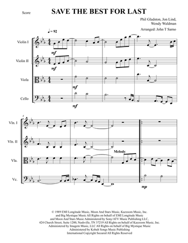Save The Best For Last (arr. John T Sarno)