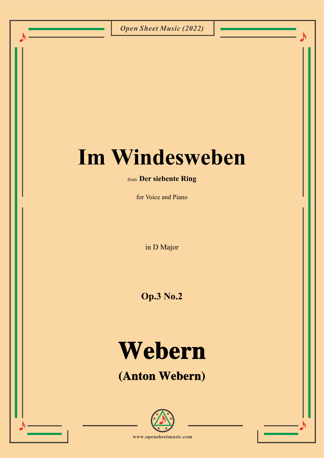 Webern-Im Windesweben,Op.3 No.2,in D Major (arr. OSM Press)
