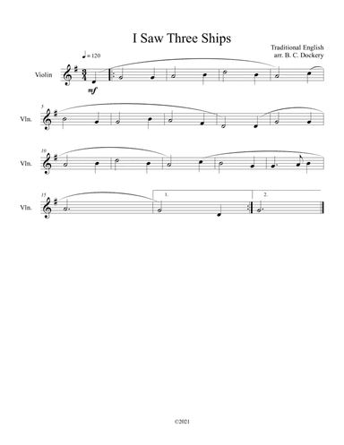 I Saw Three Ships (Violin Solo) (arr. B. C. Dockery)