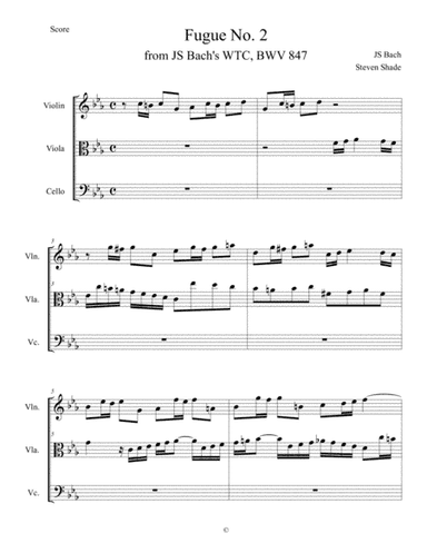 Bach - Fugue No. 2 in C minor, BWV 847 (arr. Steven Shade)