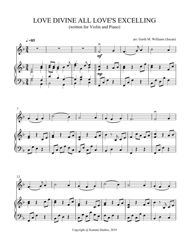 LOVE DIVINE ALL LOVES EXCELLING FOR VIOLIN AND PIANO (arr. Garth Williams)