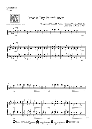 Great is Thy Faithfullness - Easy Contrabass and Piano (arr. Daniel H Rosa)