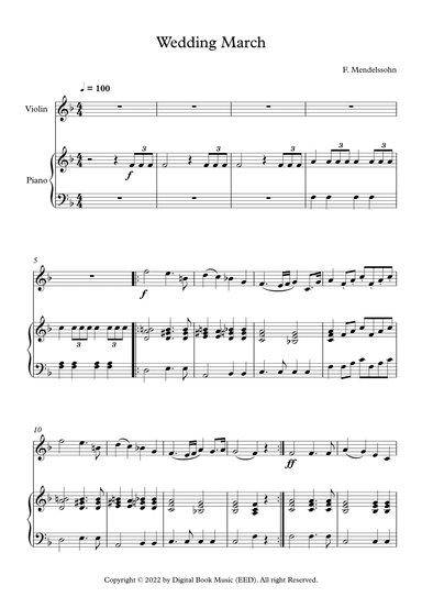 Wedding March - Felix Bartholdy Mendelssohn (Violin + Piano) (arr. Digital Book Music)