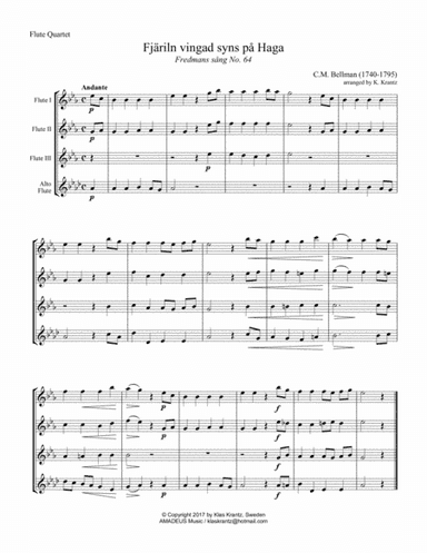 Fjäriln vingad syns på Haga for flute quartet (arr. K. Krantz)