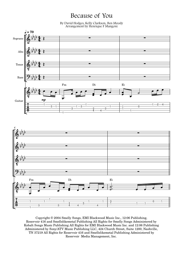 Because Of You (arr. Henrique F Mangoni)