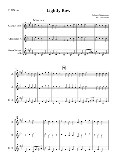 Lightly Row for Clarinet Trio (arr. Fabio Britto)