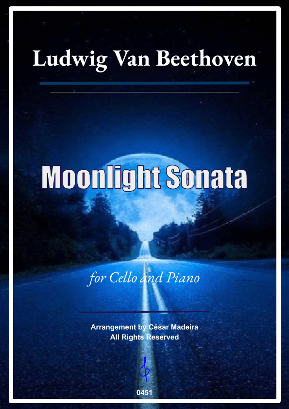 Moonlight Sonata by Beethoven 1 mov. - Cello and Piano (Full Score and Parts) (arr. César Madeira)