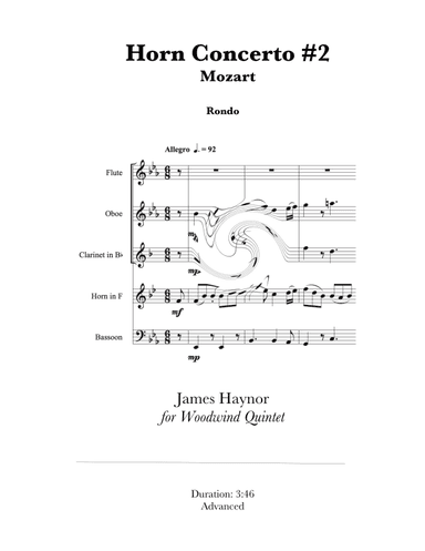 Horn Concerto #2 Finale for Woodwind Quintet (arr. James Haynor)