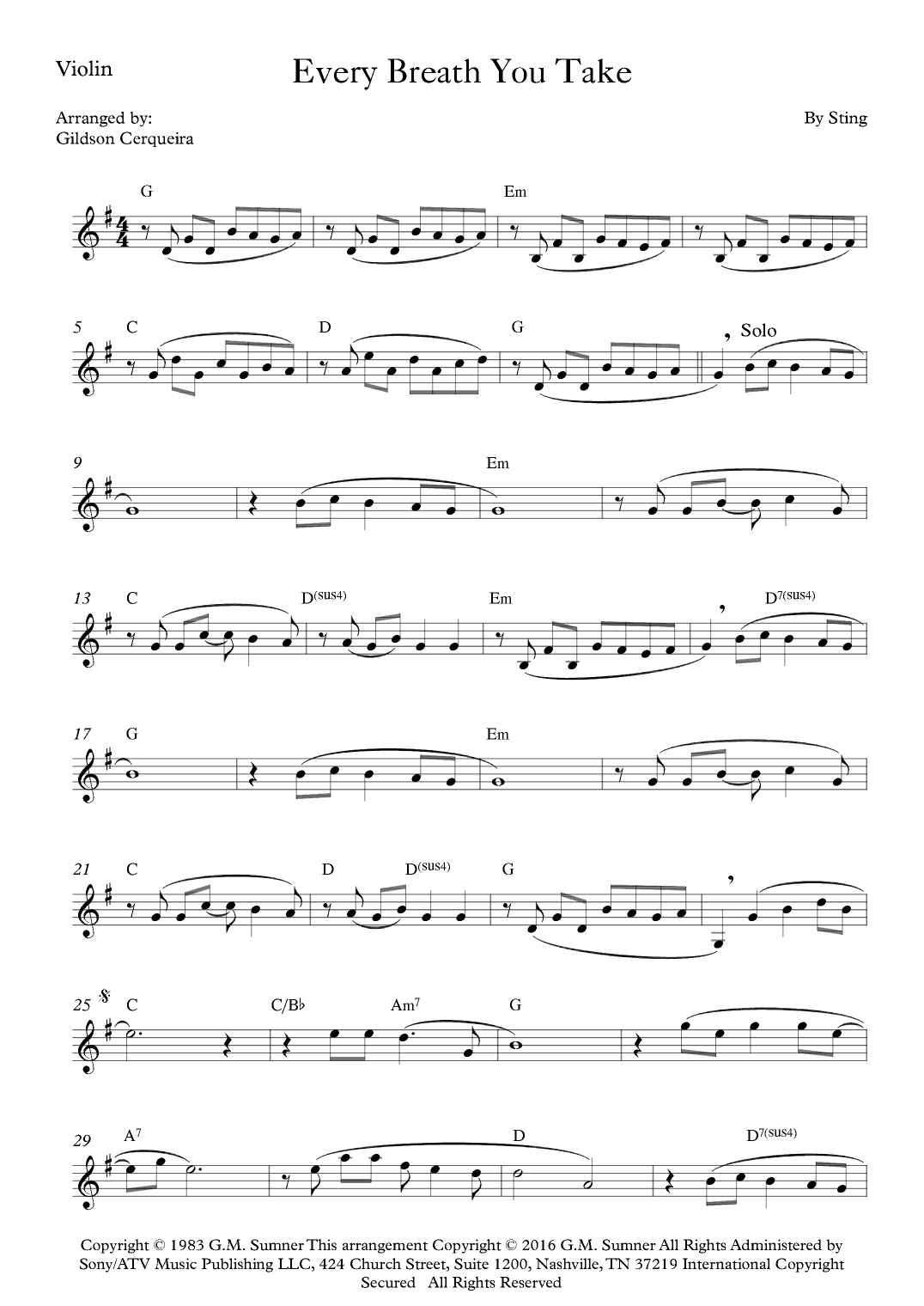 Every Breath You Take (arr. Gildson Cerqueira)