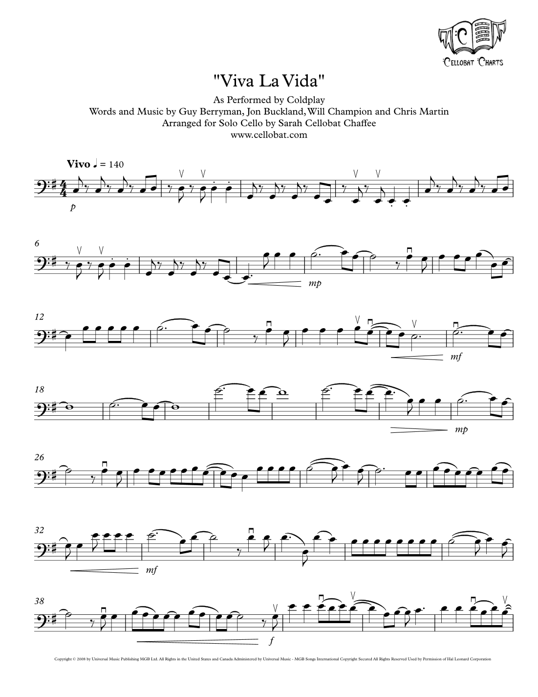 Viva La Vida (arr. Sarah Cellobat Chaffee)